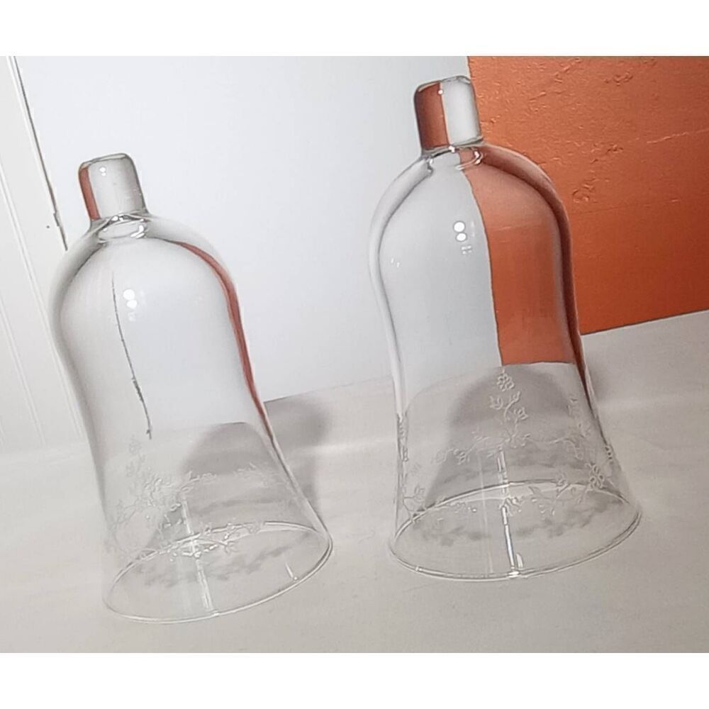 Set of two vintage glass etched tea light inserts